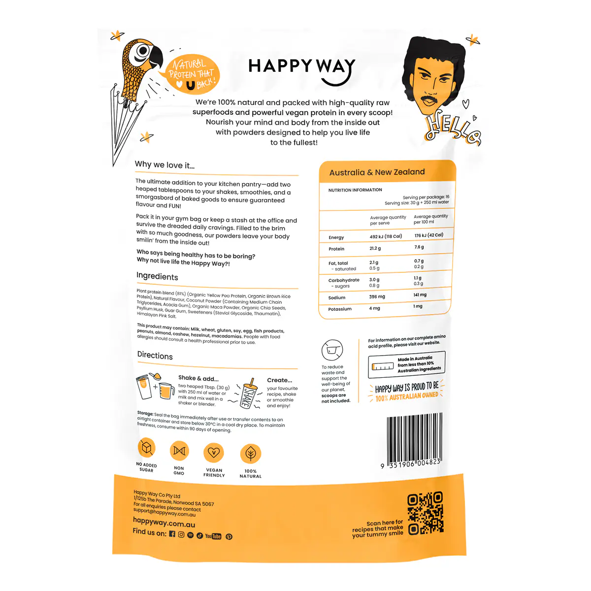 Thumbnail Happy Way Vegan Protein Powder Salted Caramel 500g