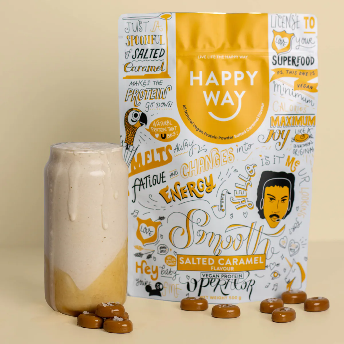 Thumbnail Happy Way Vegan Protein Powder Salted Caramel 500g