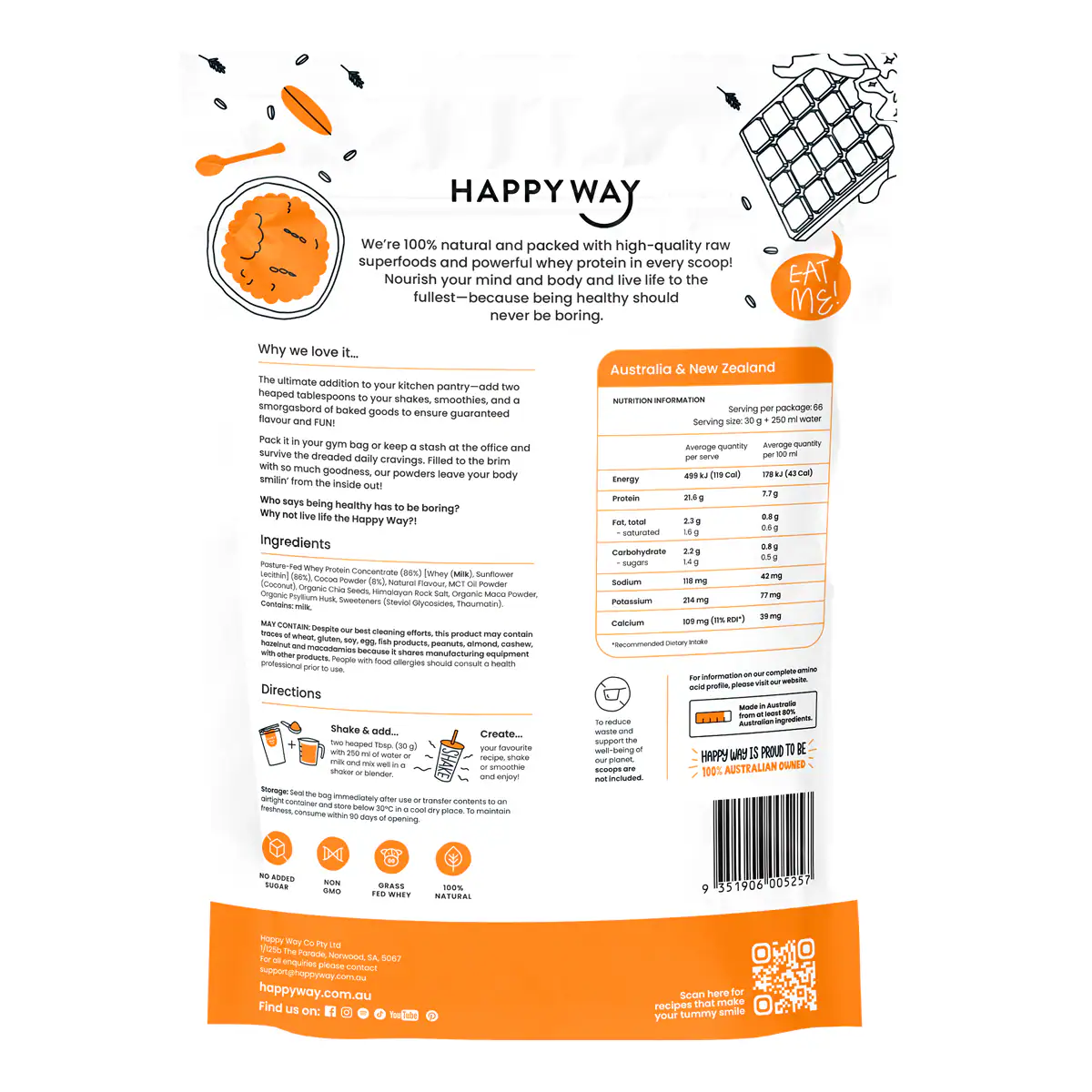 Thumbnail Happy Way Whey Protein Powder Chocolate 2kg
