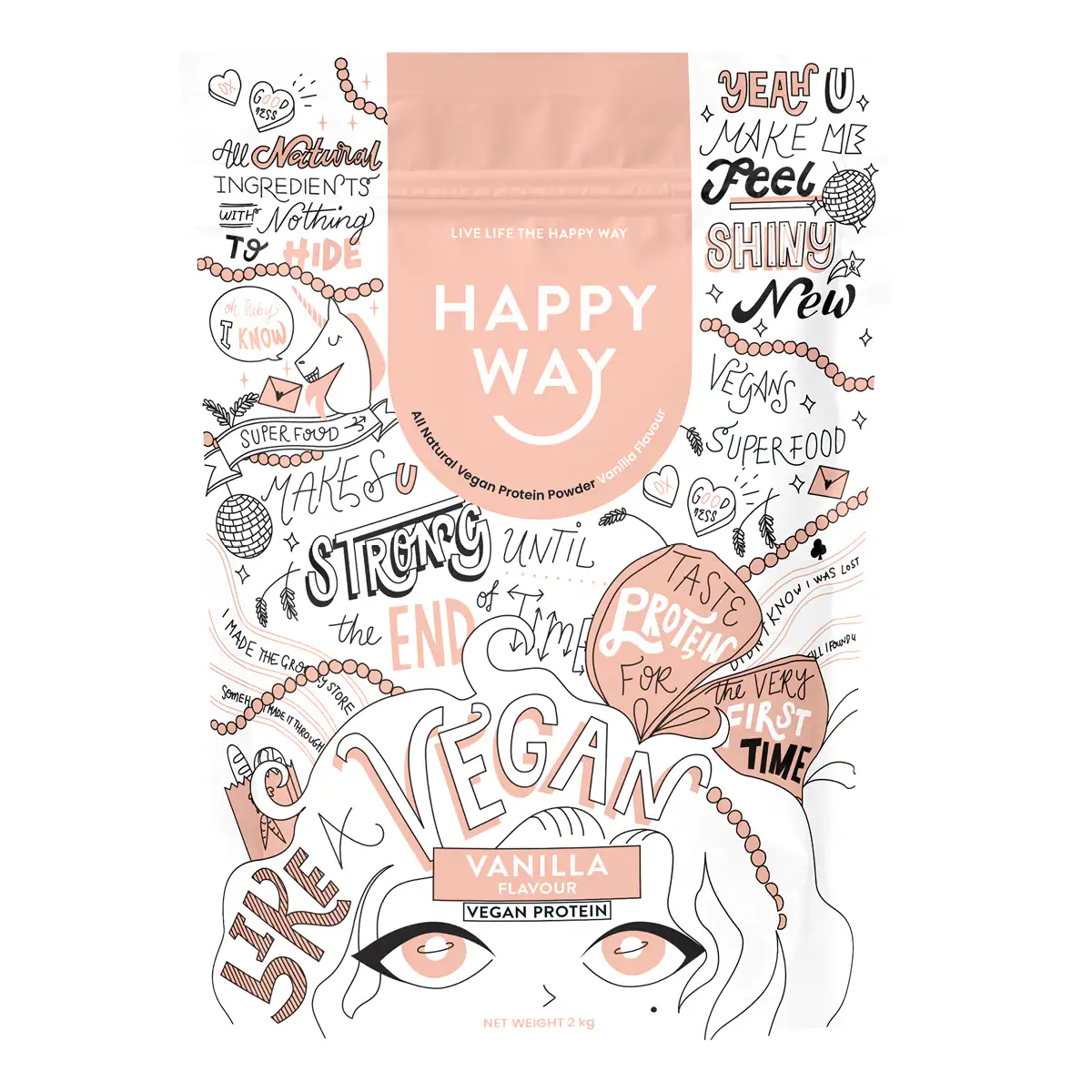 Thumbnail Happy Way Vegan Protein Powder Vanilla 2kg