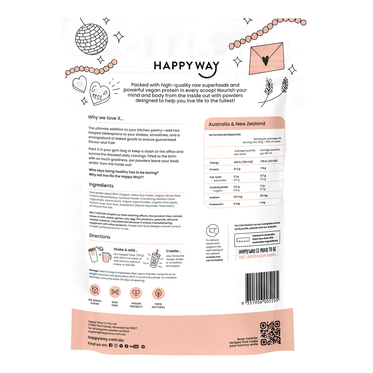 Thumbnail Happy Way Vegan Protein Powder Vanilla 2kg