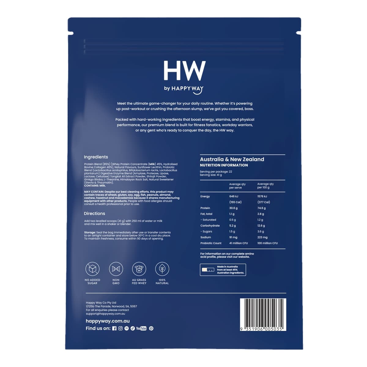Thumbnail Happy Way Men's Whey Protein Powder Vanilla 900g