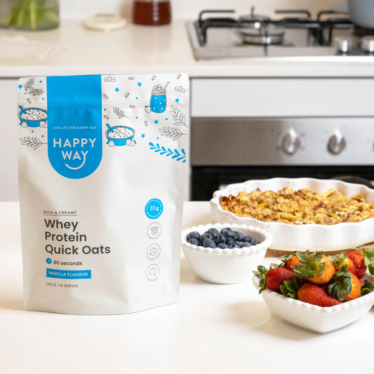 Thumbnail Happy Way Whey Protein Quick Oats Vanilla 700g
