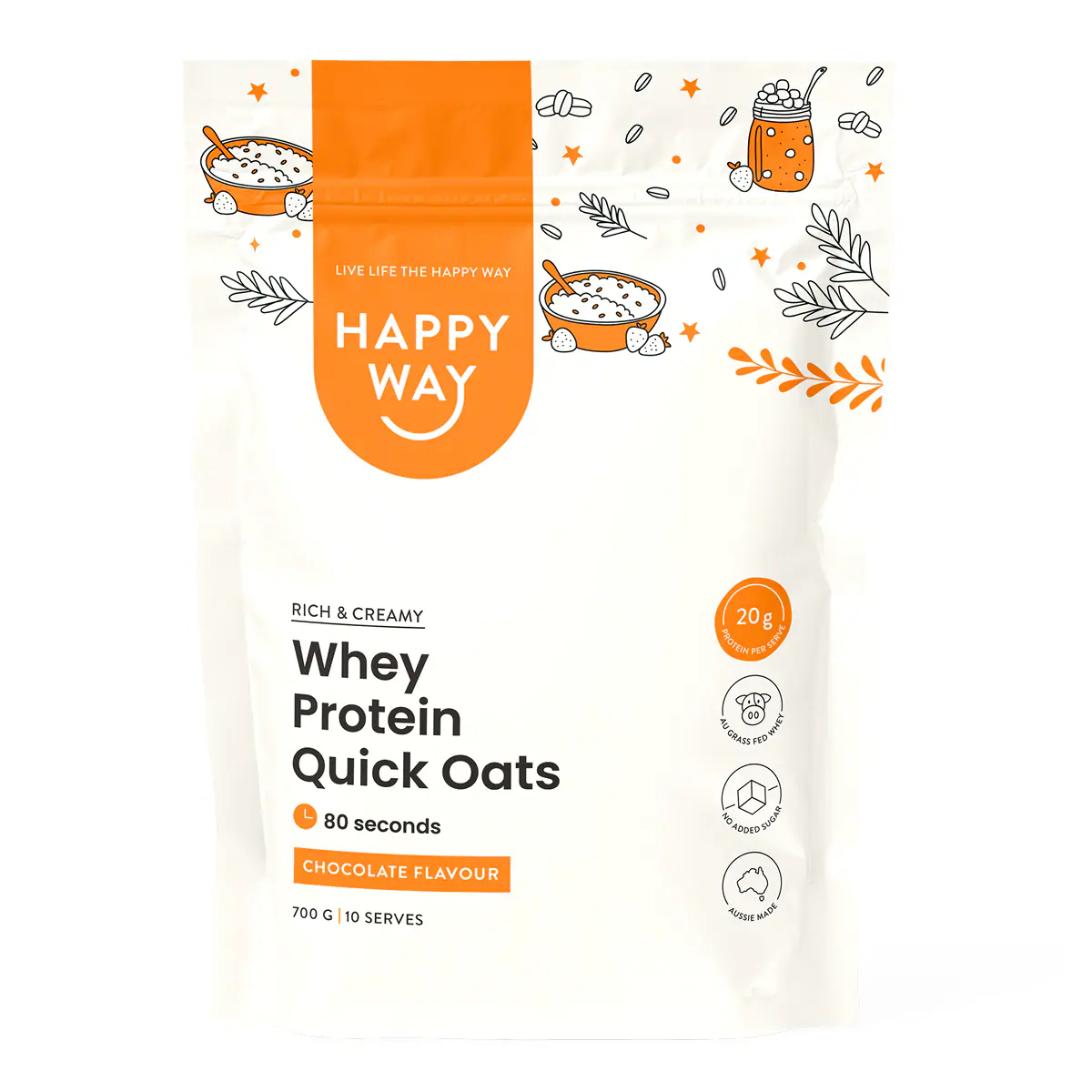Thumbnail Happy Way Whey Protein Quick Oats Chocolate 700g