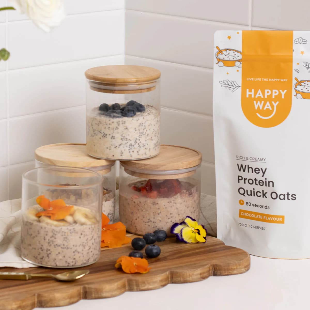 Thumbnail Happy Way Whey Protein Quick Oats Chocolate 700g