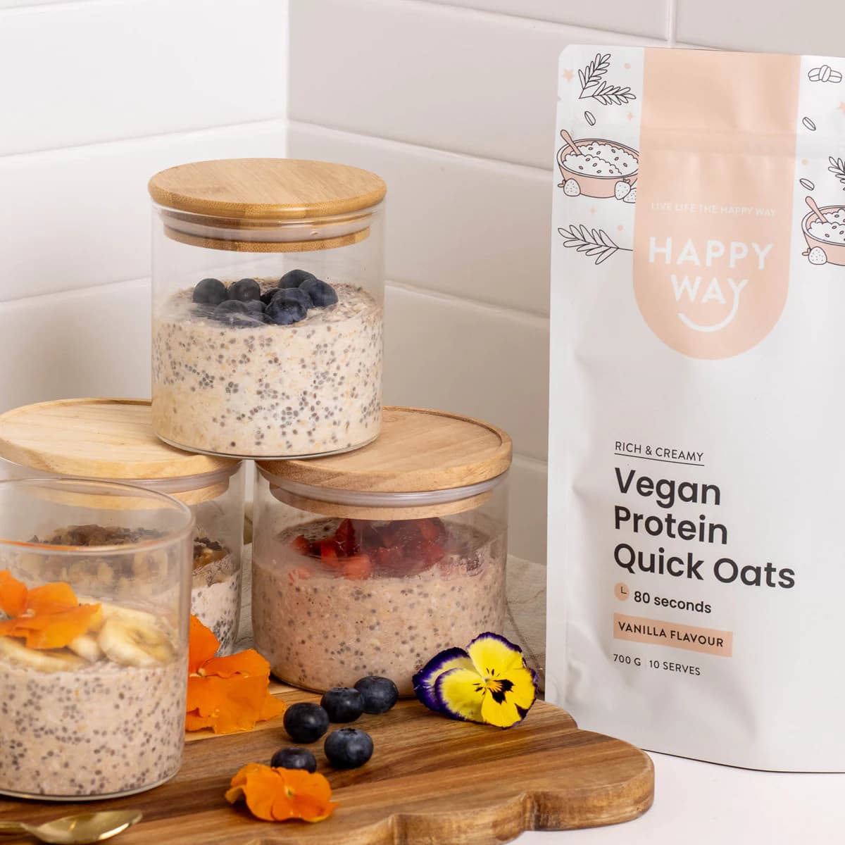 Thumbnail Happy Way Vegan Protein Quick Oats Vanilla 700g