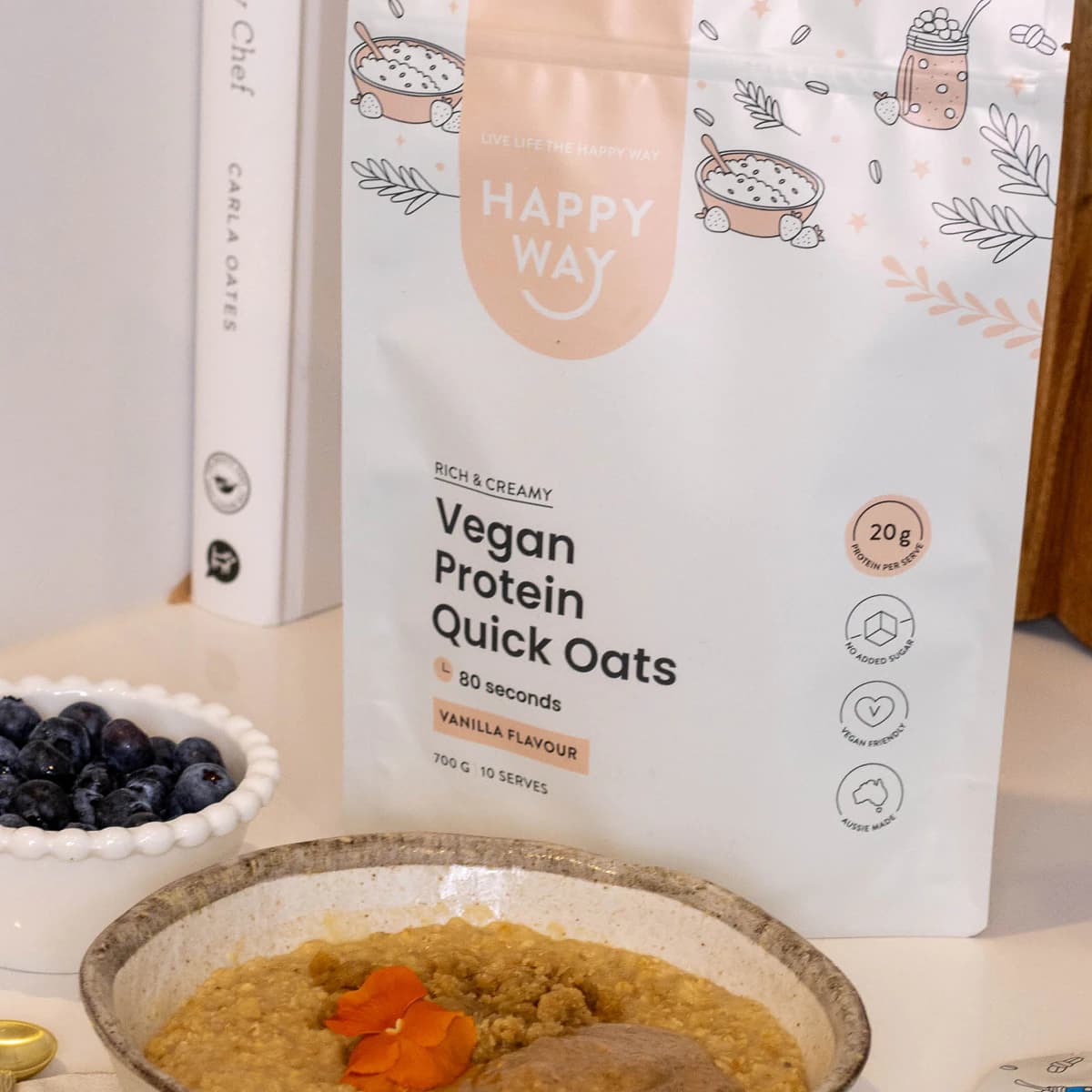 Thumbnail Happy Way Vegan Protein Quick Oats Vanilla 700g