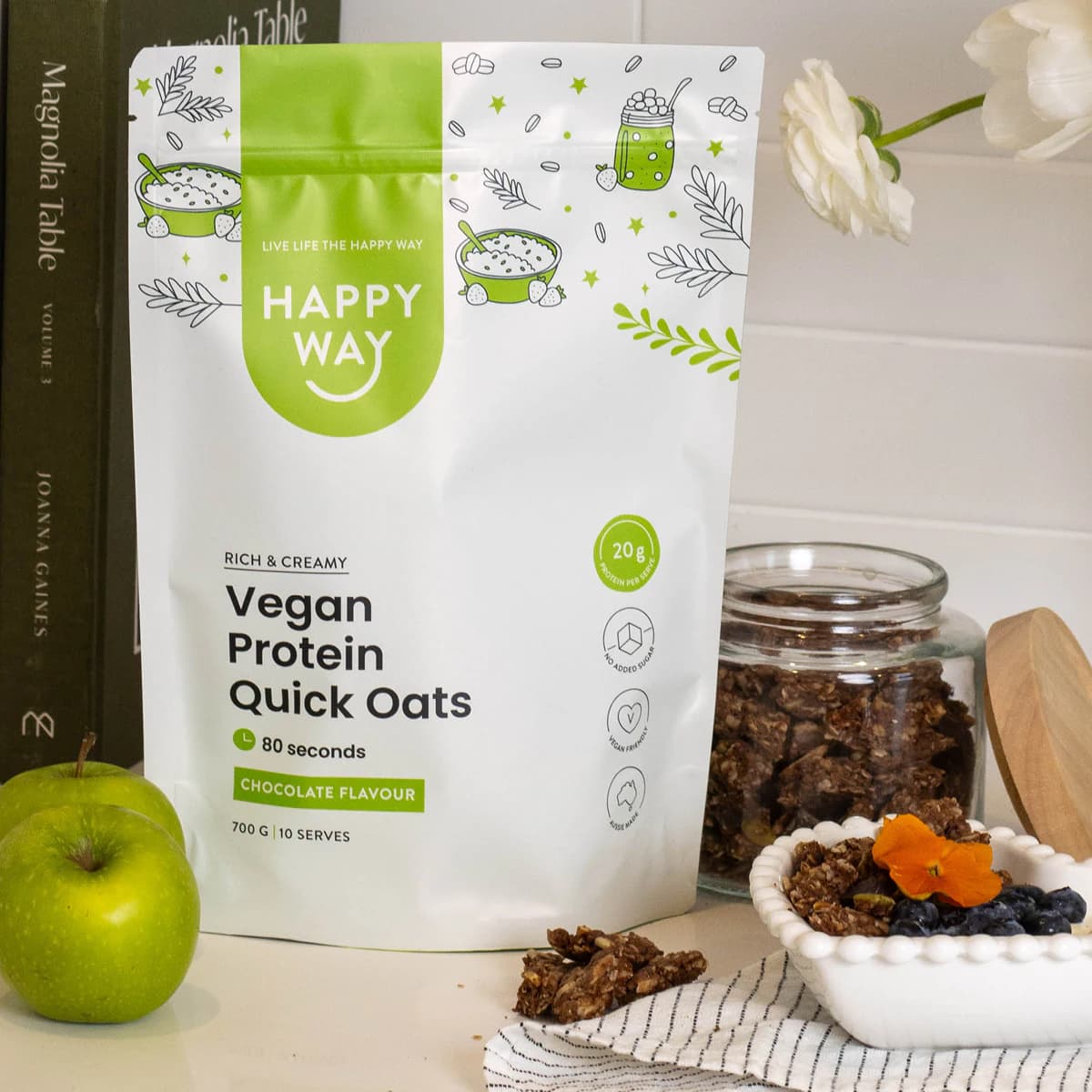 Thumbnail Happy Way Vegan Protein Quick Oats Chocolate 700g