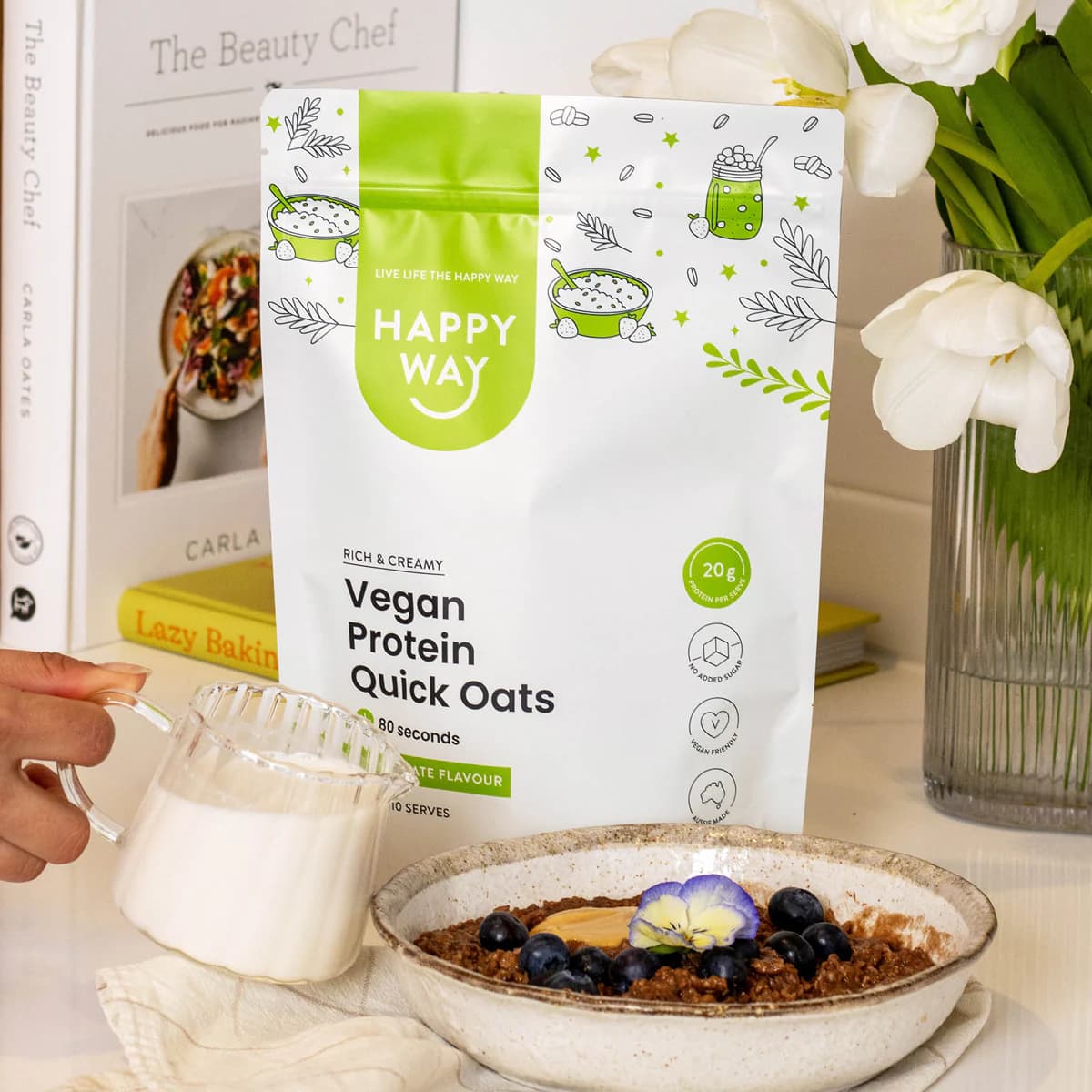 Thumbnail Happy Way Vegan Protein Quick Oats Chocolate 700g