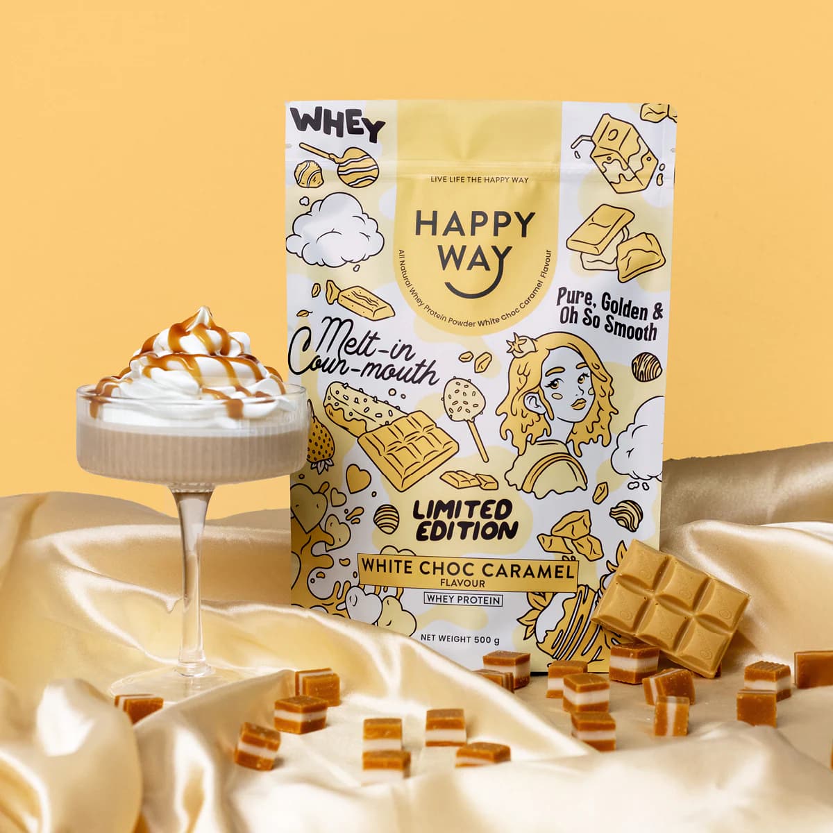 Thumbnail Happy Way White Choc Caramel Whey Protein Powder 500g