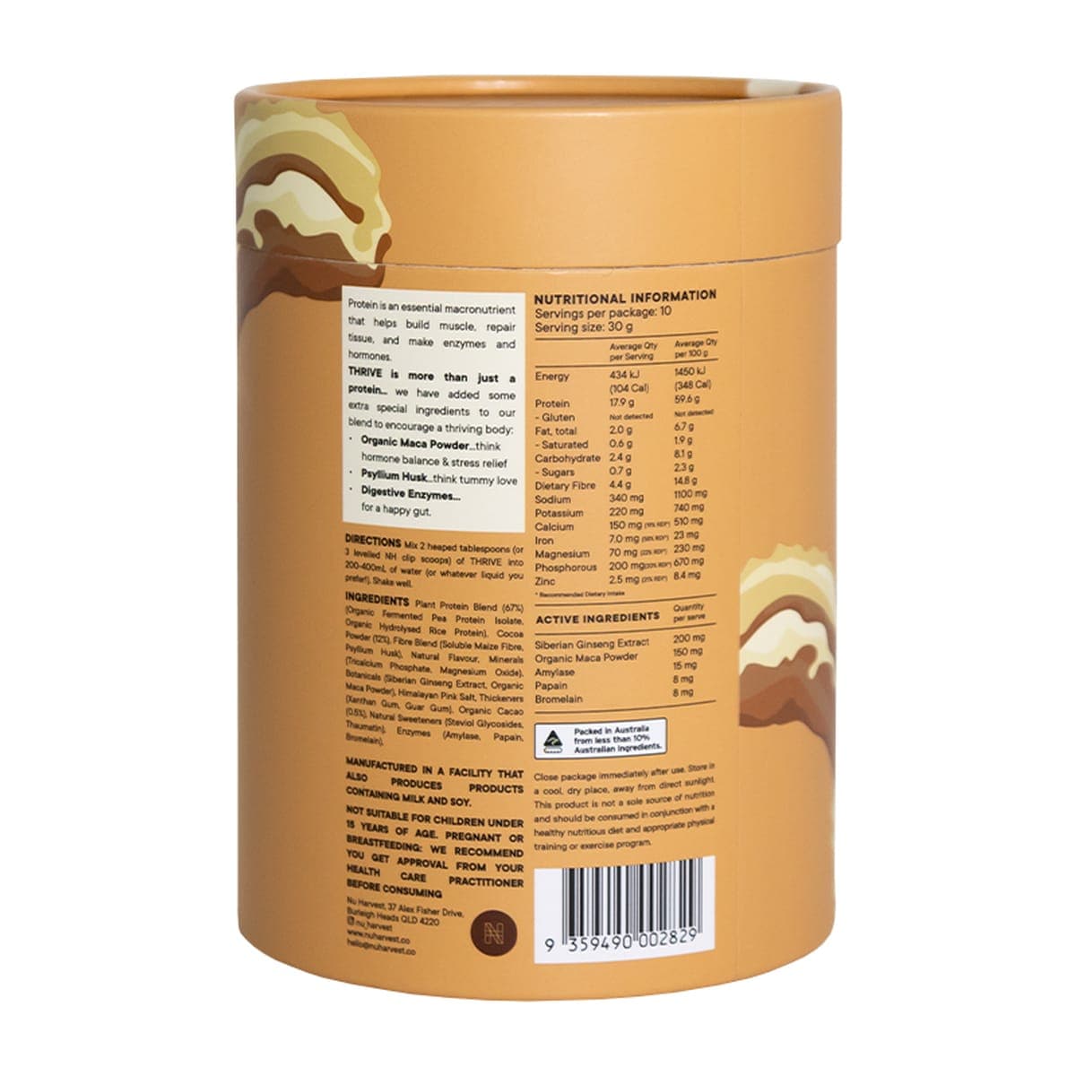 Thumbnail Nu Harvest Thrive Plant Protein Powder Chocolate 300g