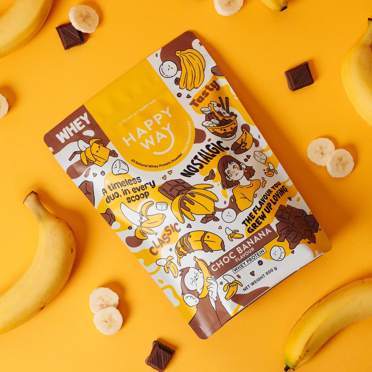 Thumbnail Happy Way Whey Protein Powder Choc Banana 500g