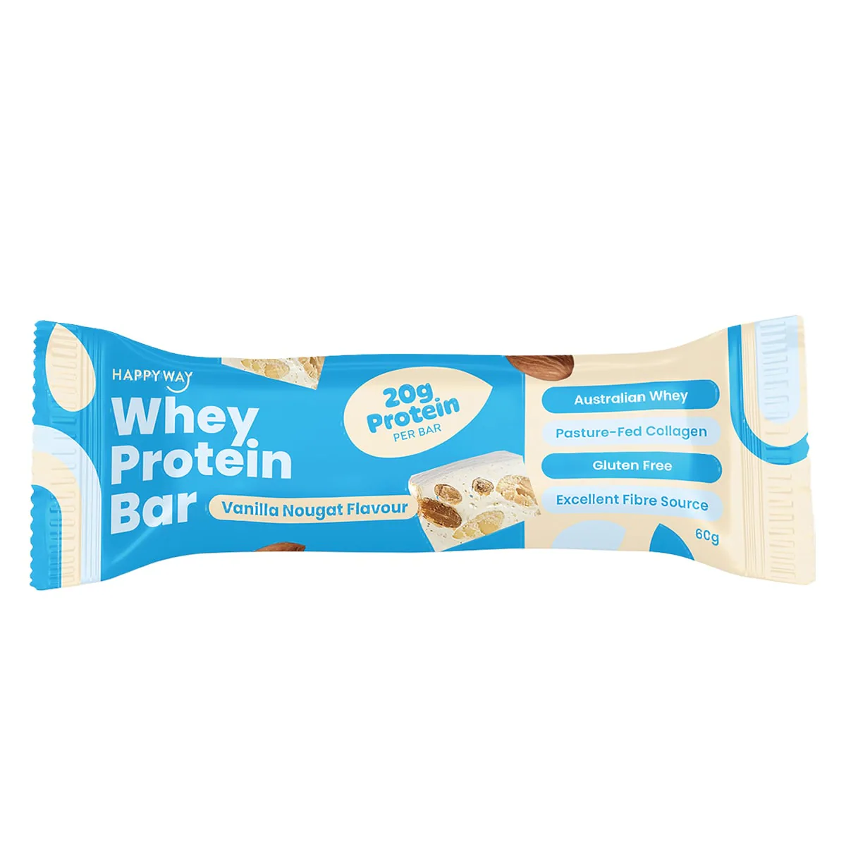 Thumbnail Happy Way Whey Protein Bar Vanilla Nougat Flavour 60g