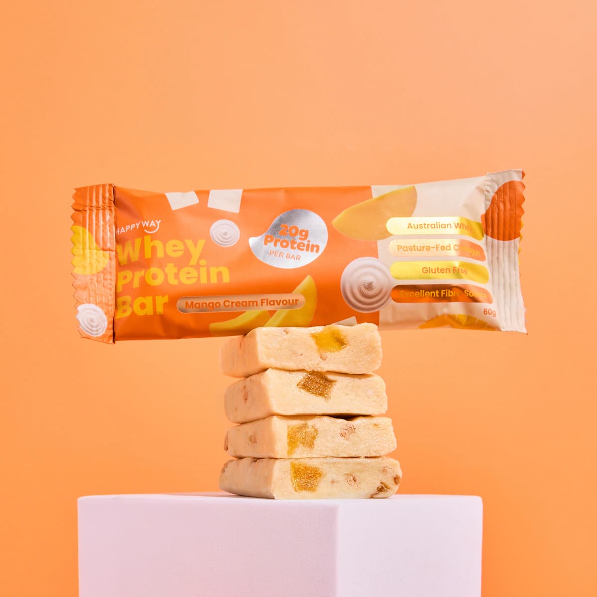 Thumbnail Happy Way Whey Protein Bar Mango Cream Flavour 60g