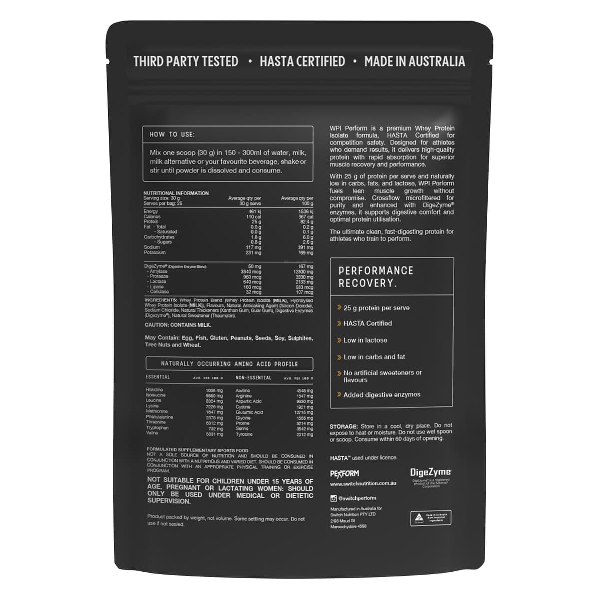 Thumbnail Switch Nutrition Perform WPI Vanilla 750g