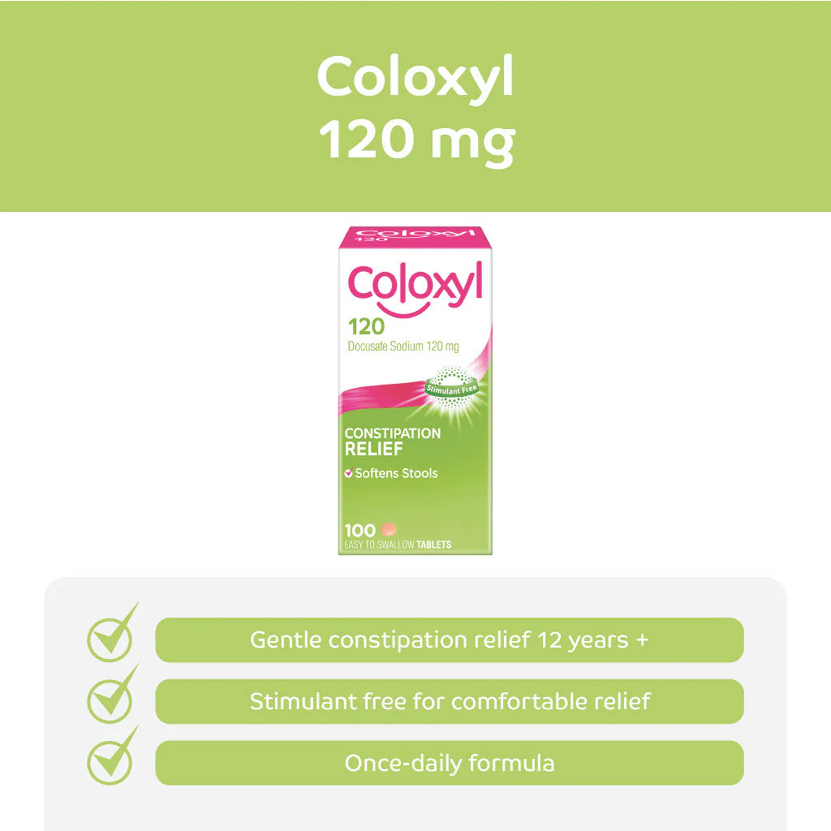 Thumbnail Coloxyl 120mg Constipation Relief 100 Tablets