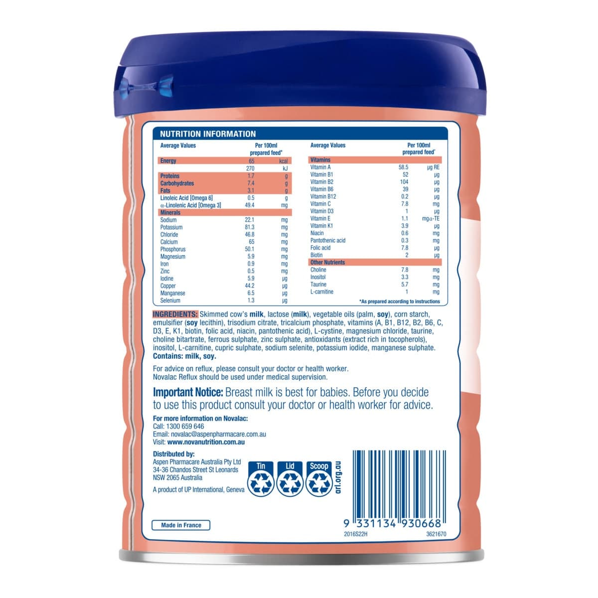 Thumbnail Novalac Anti Reflux Premium Infant Formula 800g