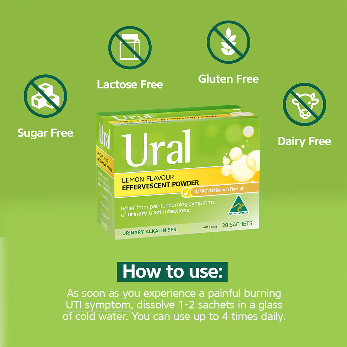 Thumbnail Ural Effervescent Powder Sachets Lemon Flavour 28 x 4g