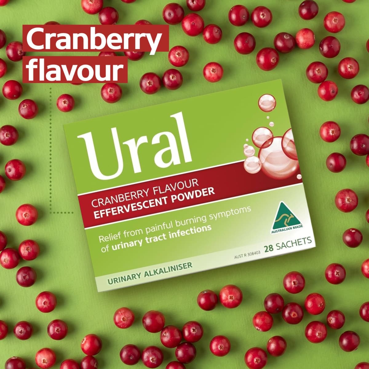 Thumbnail Ural Effervescent Powder Cranberry 28 x 4g Sachets