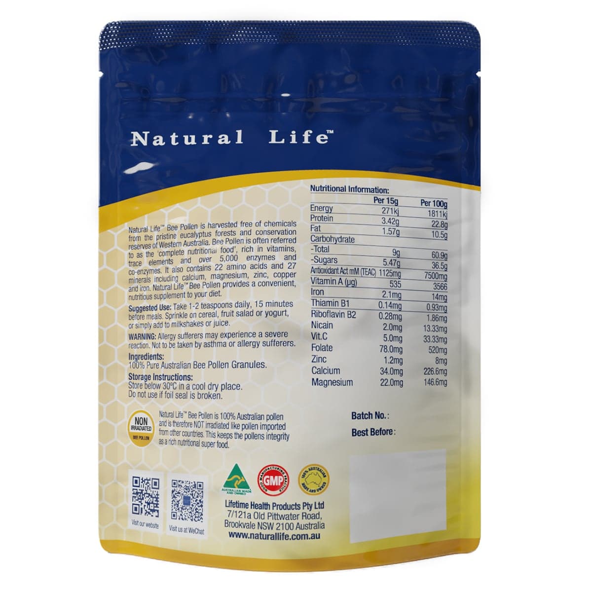 Thumbnail Natural Life Bee Pollen Granules Non Irradiated 250g