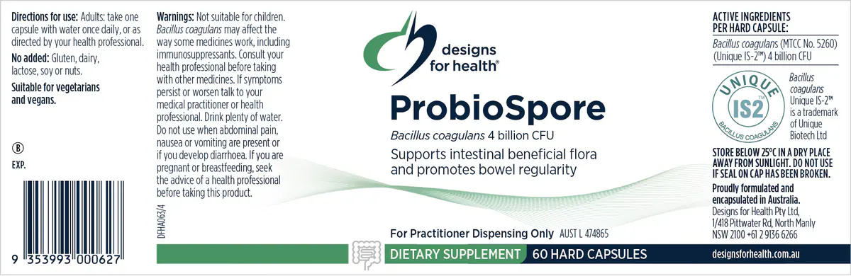 Thumbnail Designs for Health ProbioSpore 60 Vegetarian Capsules