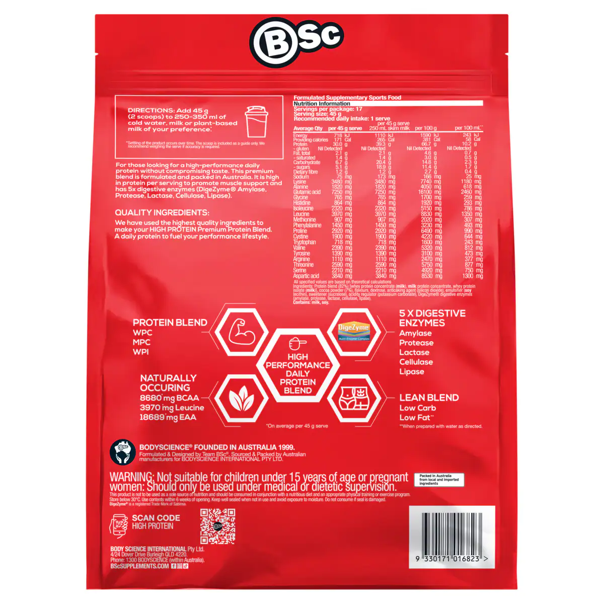 Thumbnail BSc High Protein Powder Chocolate 800g