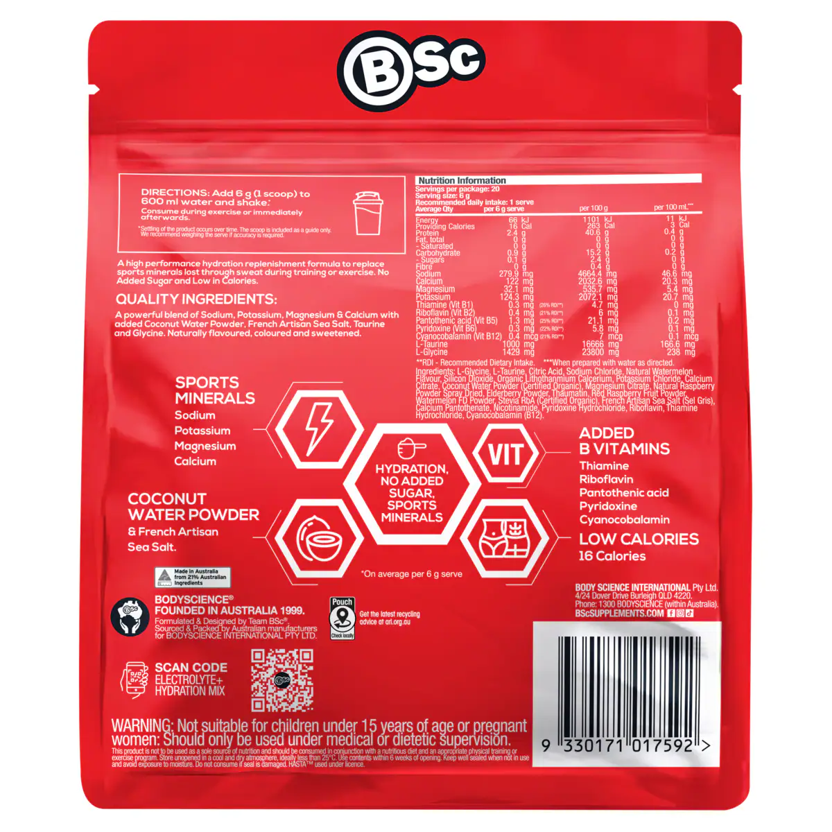 Thumbnail BSc Electrolyte+ Hydration Mix Watermelon Berry 120g