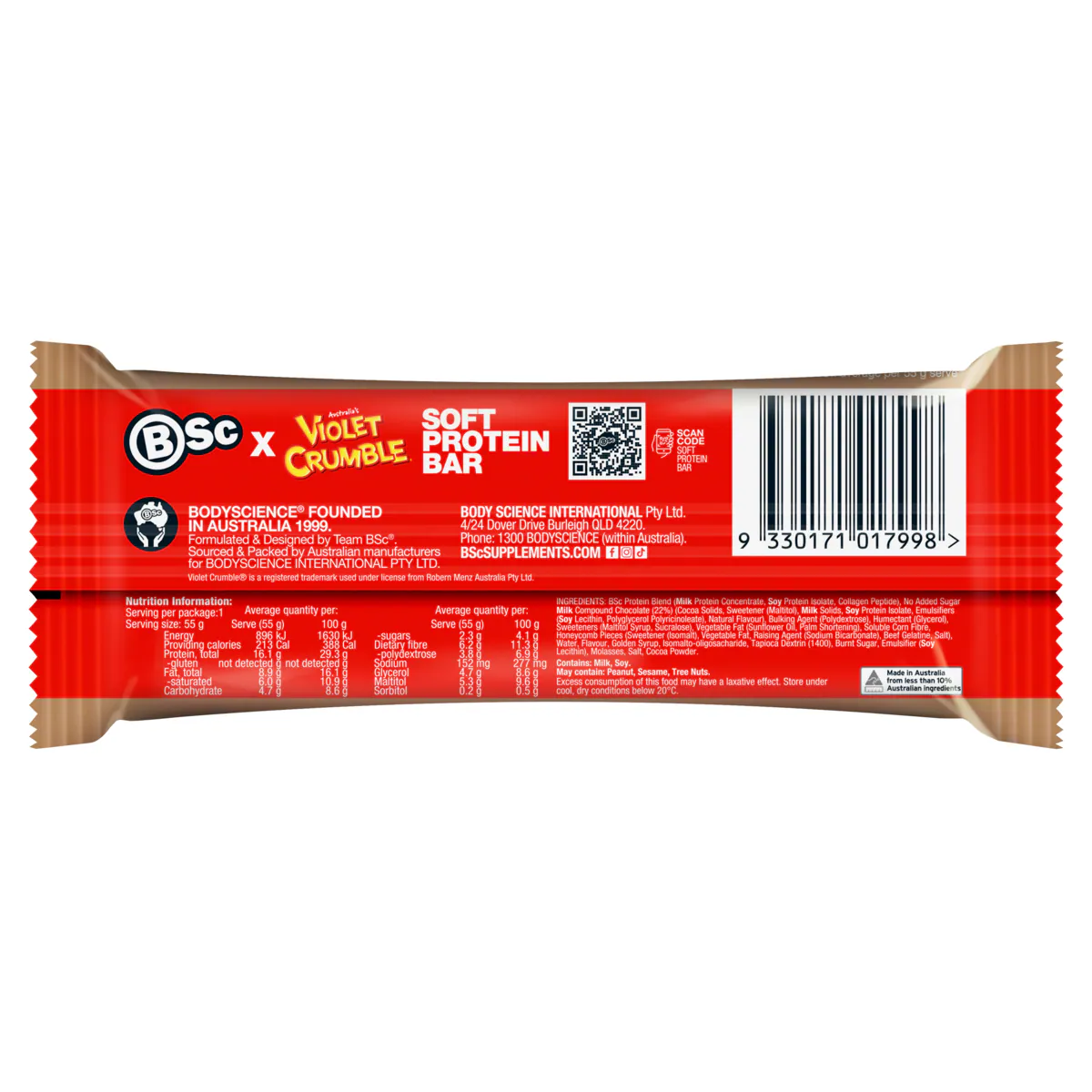Thumbnail BSc x Violet Crumble Soft Protein Bars Caramel Honeycomb Box 12 x 55g