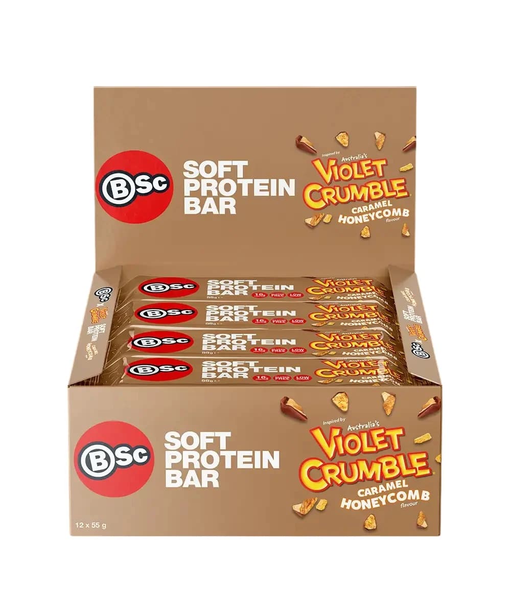 Thumbnail BSc x Violet Crumble Soft Protein Bars Caramel Honeycomb Box 12 x 55g