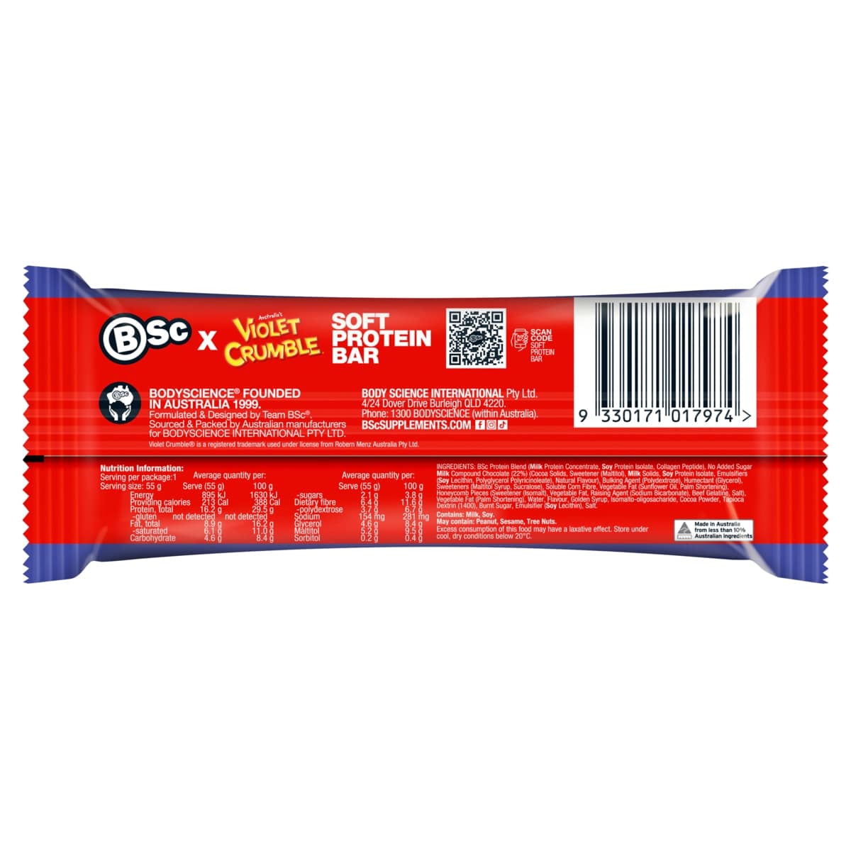 Thumbnail BSc x Violet Crumble Soft Protein Bars Choc Honeycomb Box 12 x 55g