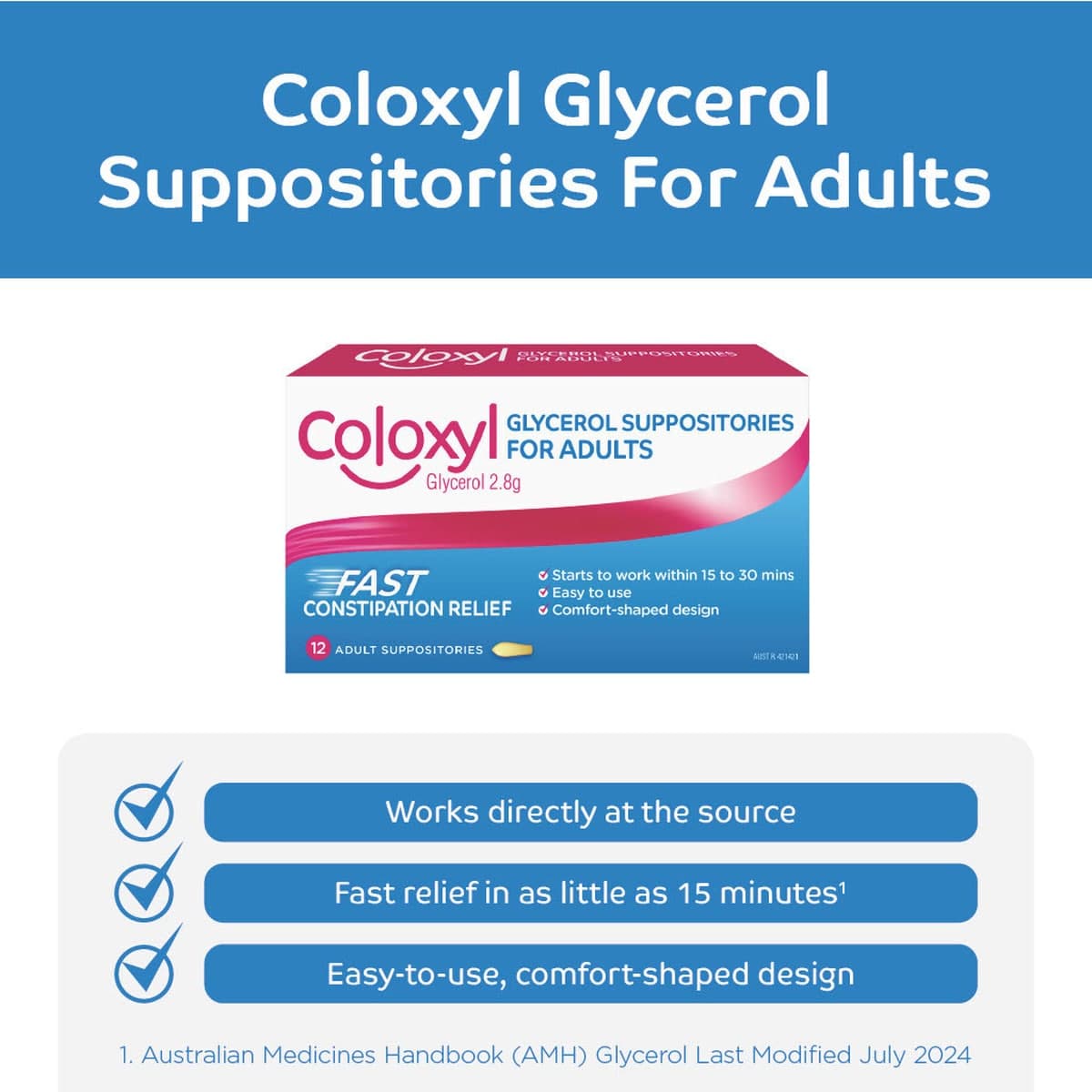 Thumbnail Coloxyl Adult Glycerol Suppositories 12 x 2.8g
