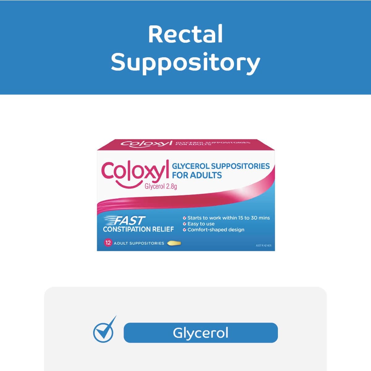 Thumbnail Coloxyl Adult Glycerol Suppositories 12 x 2.8g