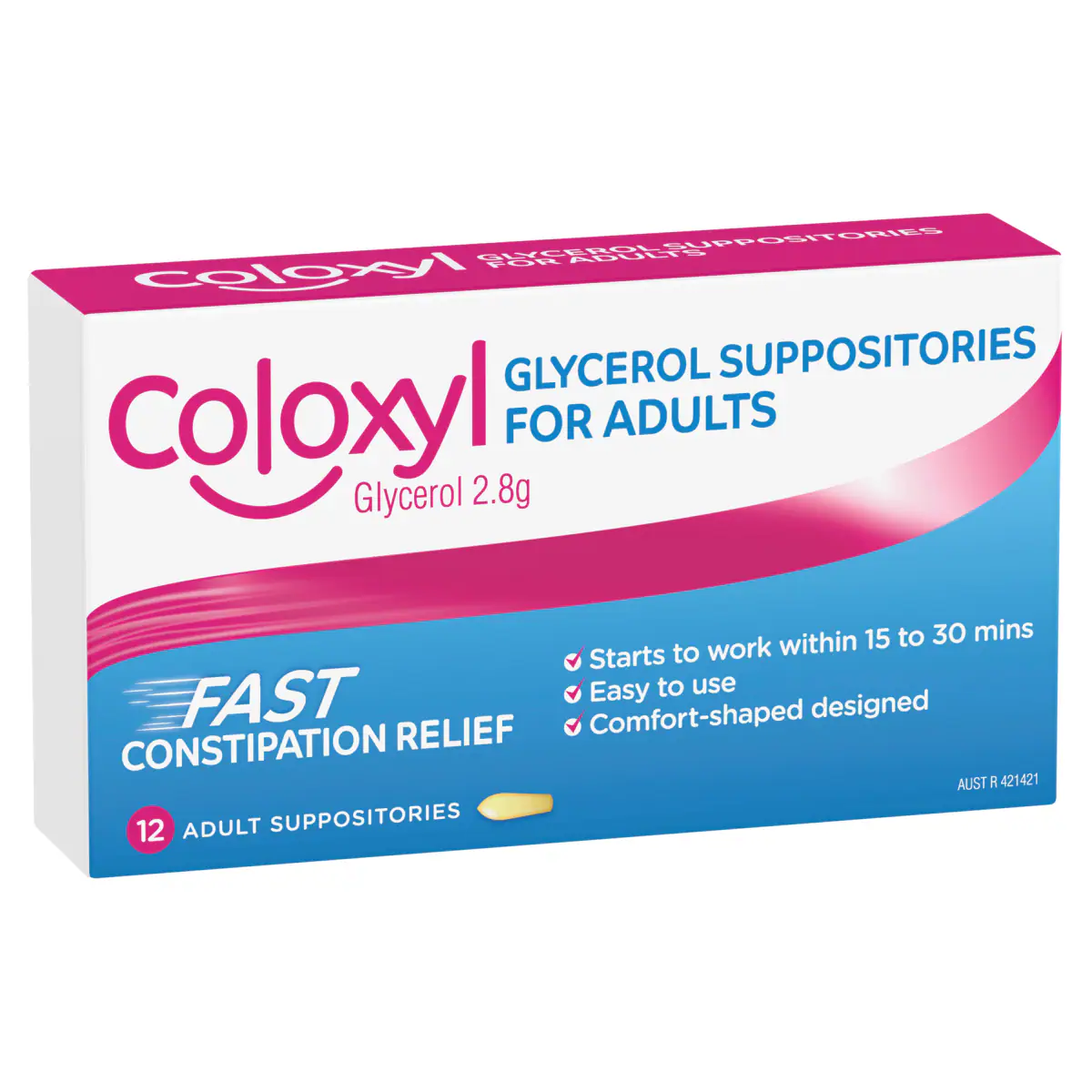 Thumbnail Coloxyl Adult Glycerol Suppositories 12 x 2.8g