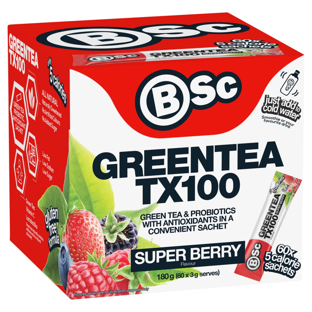 Thumbnail BSc Green Tea TX100 Super Berry 60 x 3g Sachets