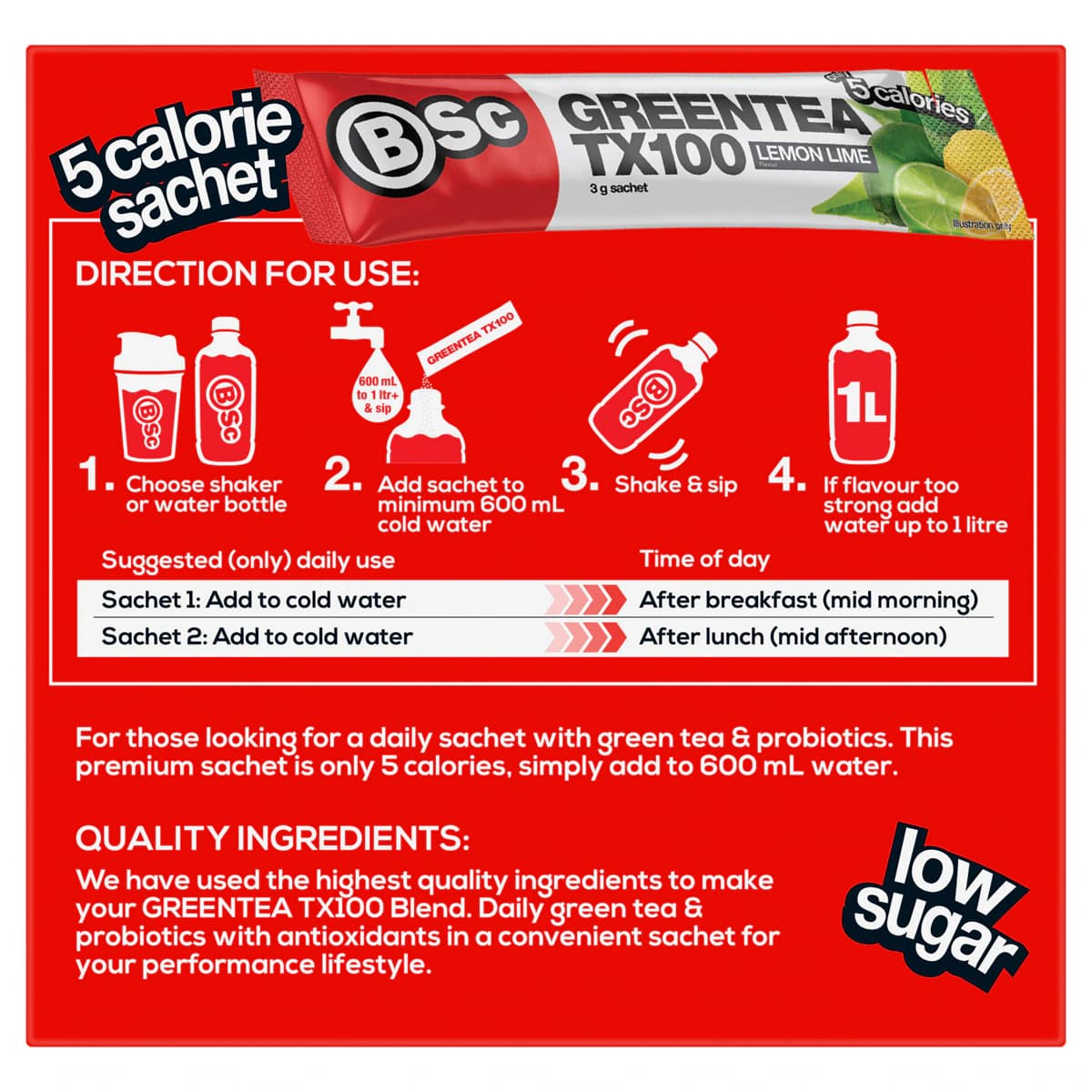 Thumbnail BSc Green Tea TX100 Lemon Lime 60 x 3g Sachets