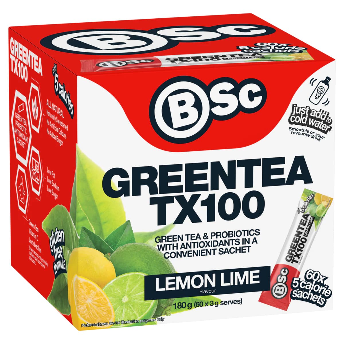 Thumbnail BSc Green Tea TX100 Lemon Lime 60 x 3g Sachets