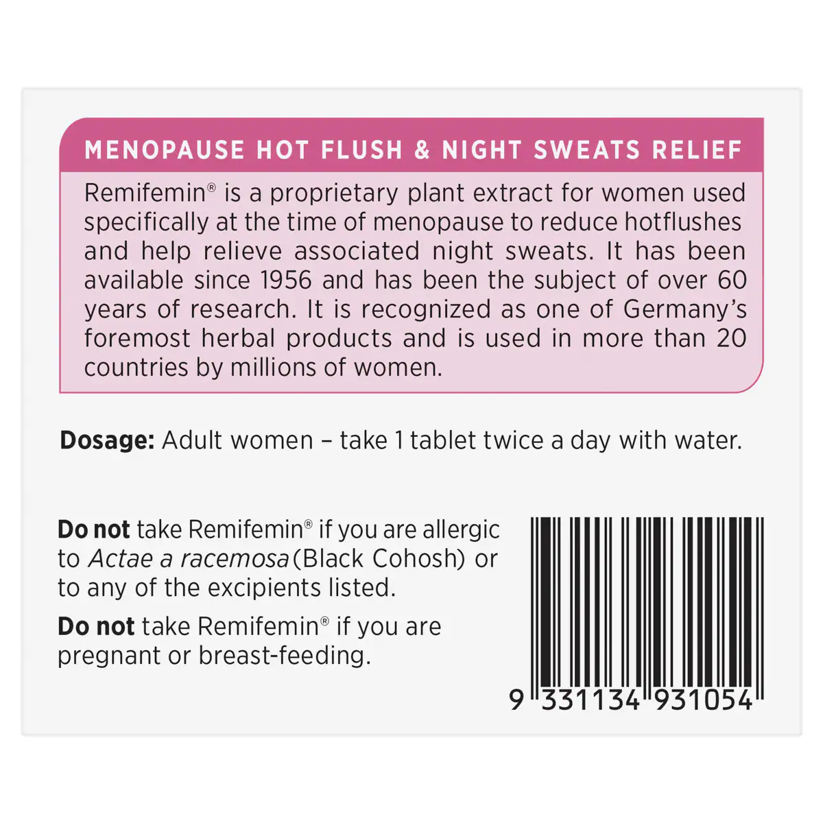 Thumbnail Remifemin Menopause Symptom Relief 200 Tablets