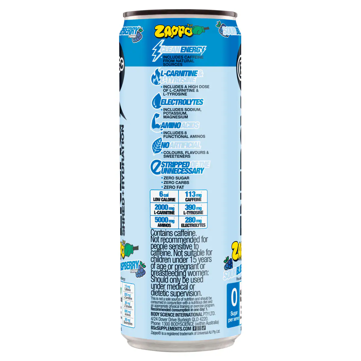 Thumbnail BSc Energy Shred + Hydration Zappo Sour Blue Raspberry 355ml