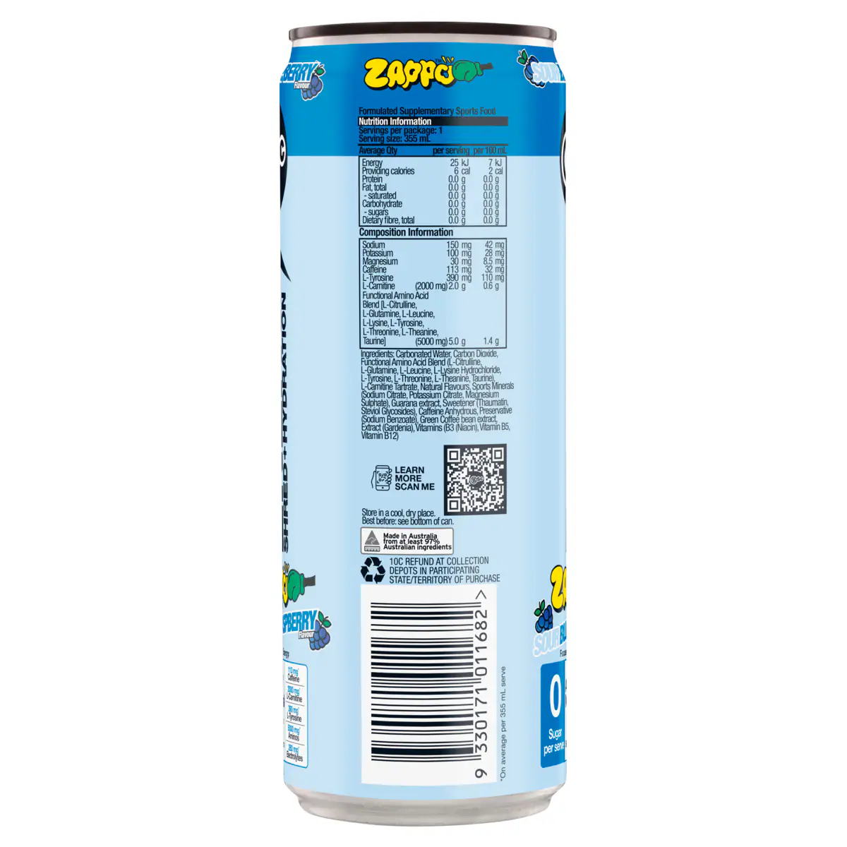 Thumbnail BSc Energy Shred + Hydration Zappo Sour Blue Raspberry 355ml
