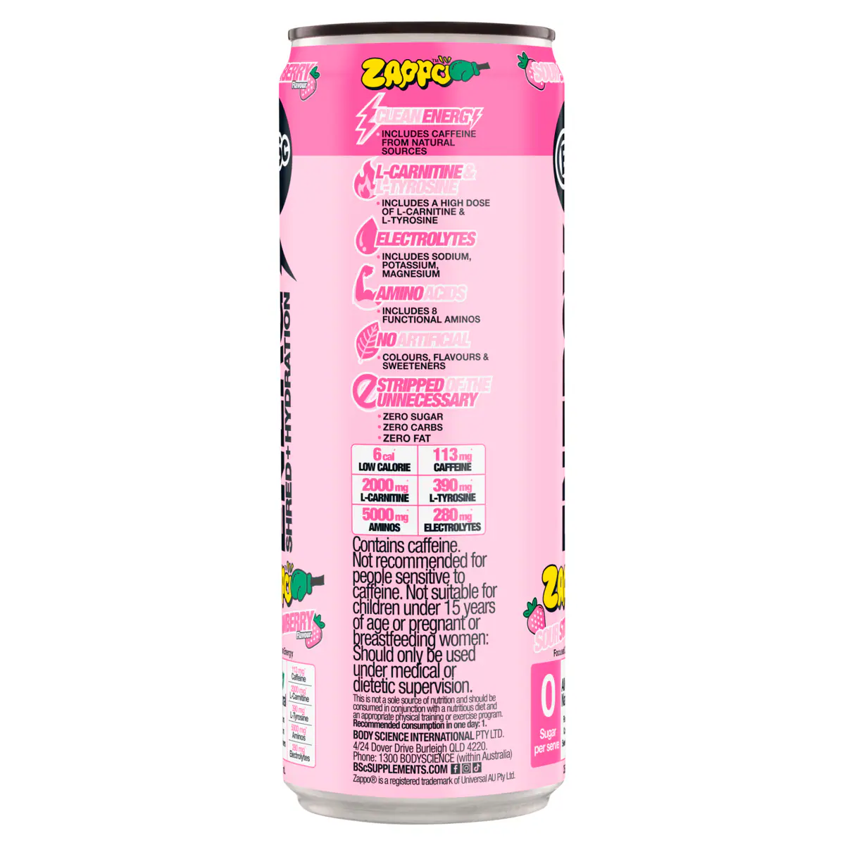Thumbnail BSc Energy Shred + Hydration Zappo Sour Strawberry 355ml