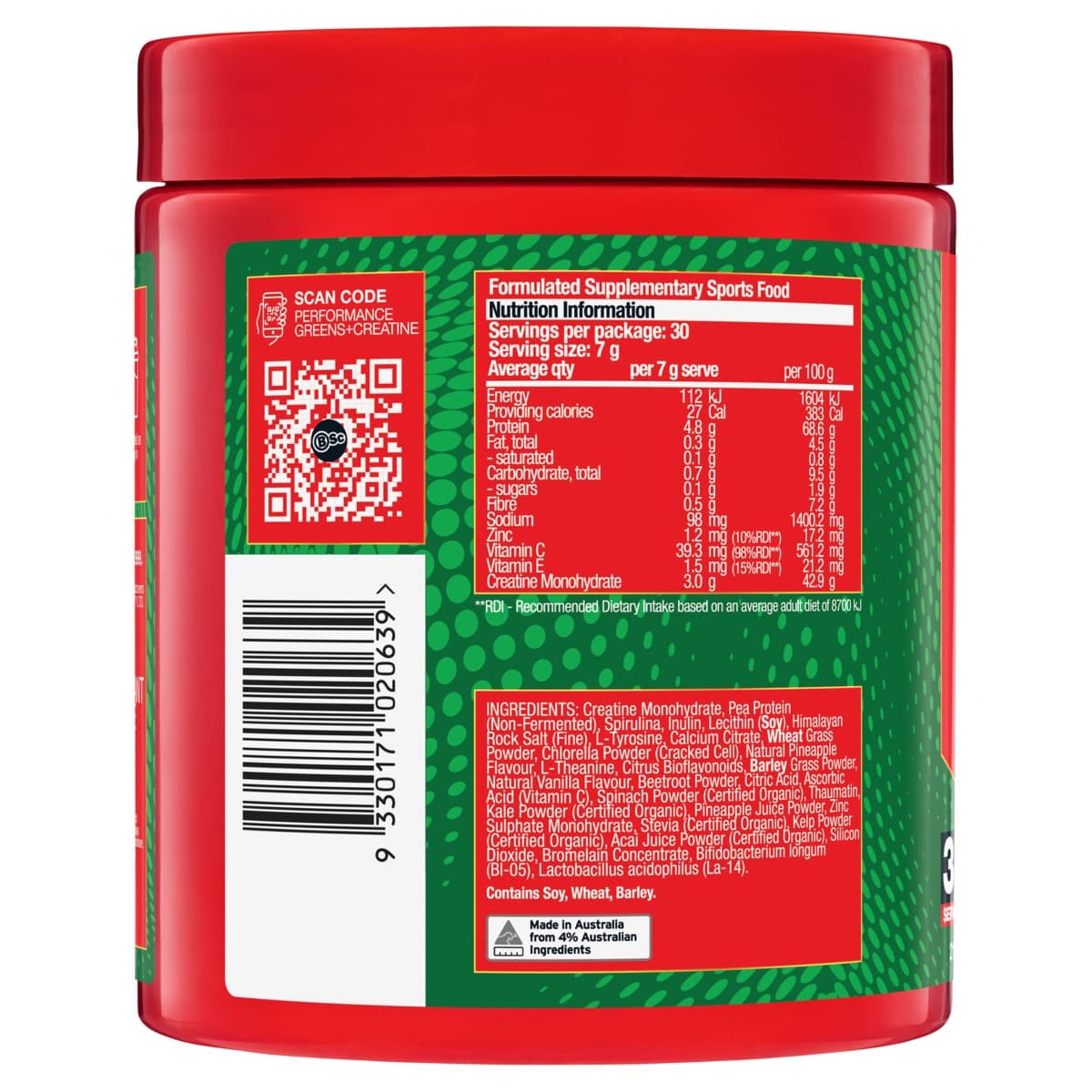 Thumbnail BSc Performance Greens + Creatine Tropical 210g