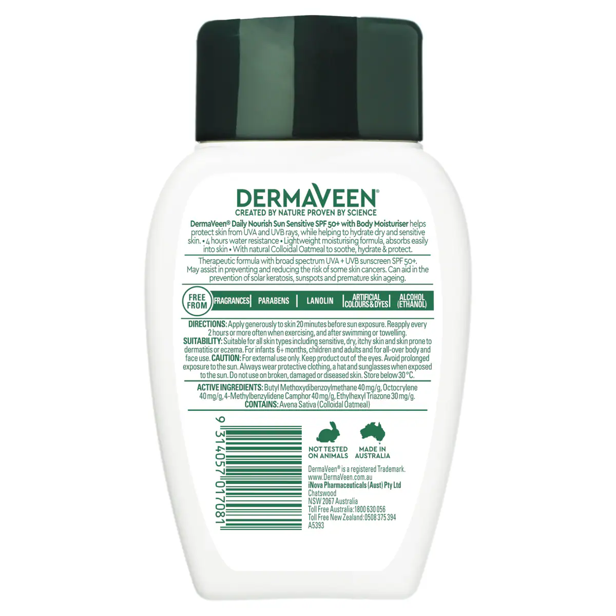 Thumbnail DermaVeen Sensitive Sun SPF 50+ Moisturising UVB + UVA Sunscreen 250g