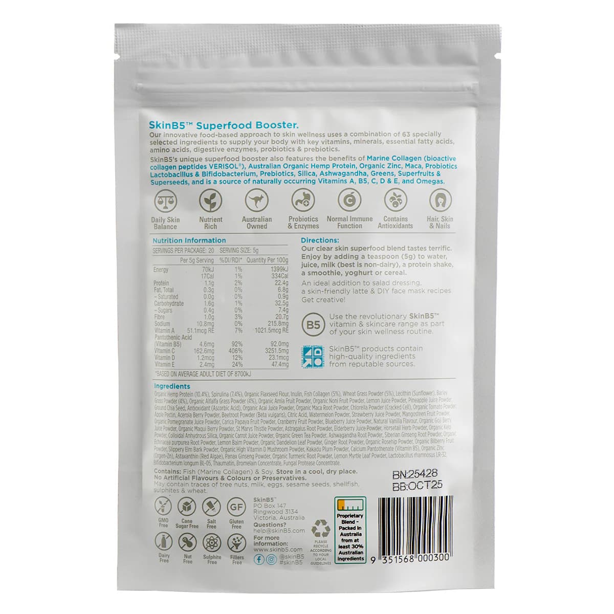 Thumbnail SkinB5 Clear Skin Superfood Booster 100g