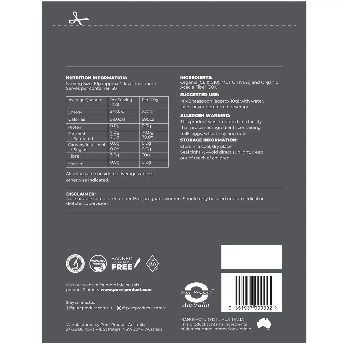 Thumbnail Pure Product Australia Medium Chain Triglycerides (MCT) 500g
