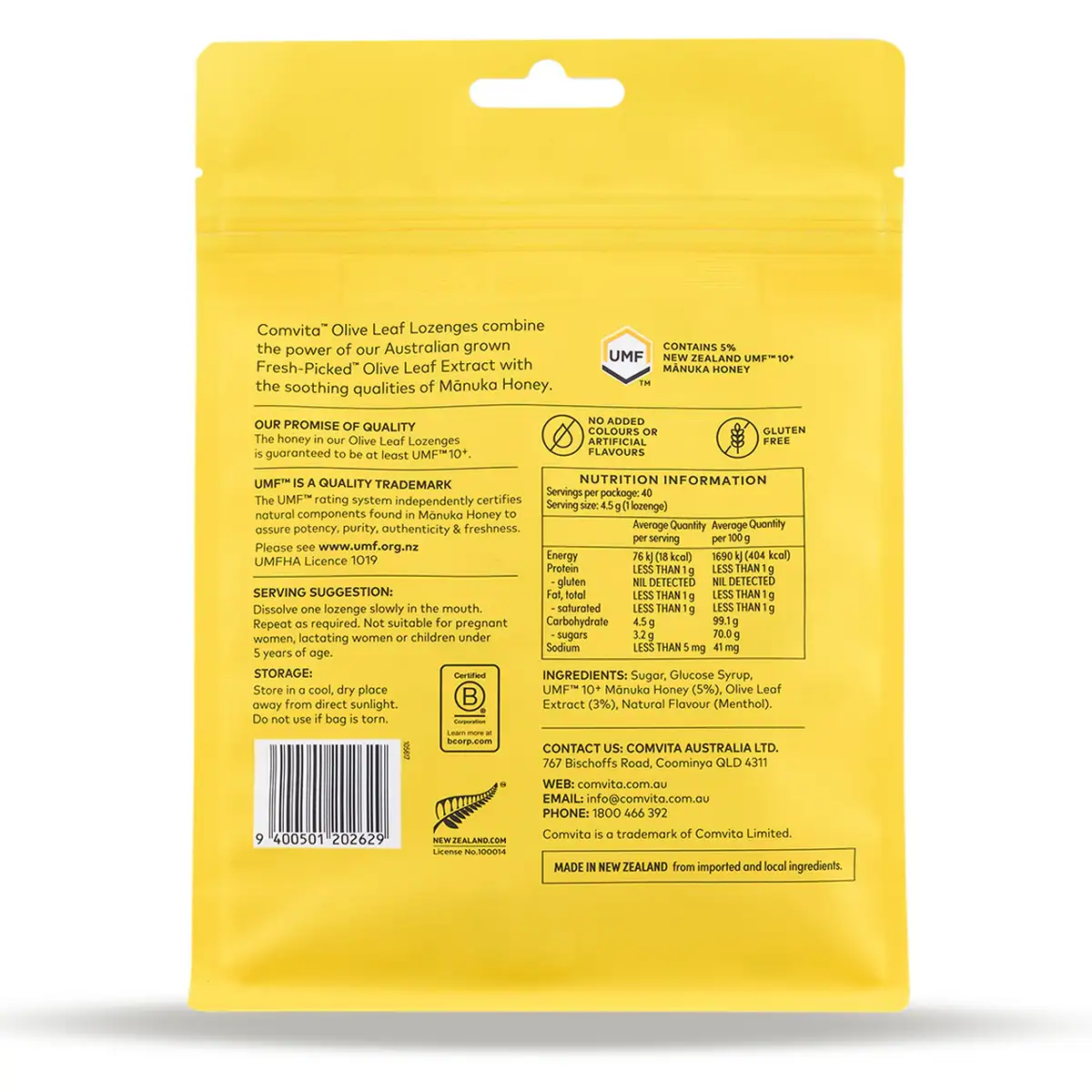Thumbnail Comvita Olive Leaf Lozenges 40 Lozenges