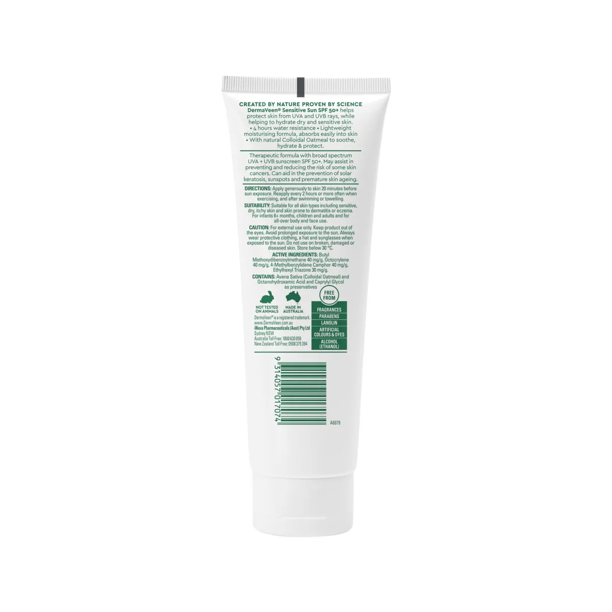 Thumbnail DermaVeen Sensitive Sun SPF 50+ Moisturising UVB + UVA Sunscreen 100g