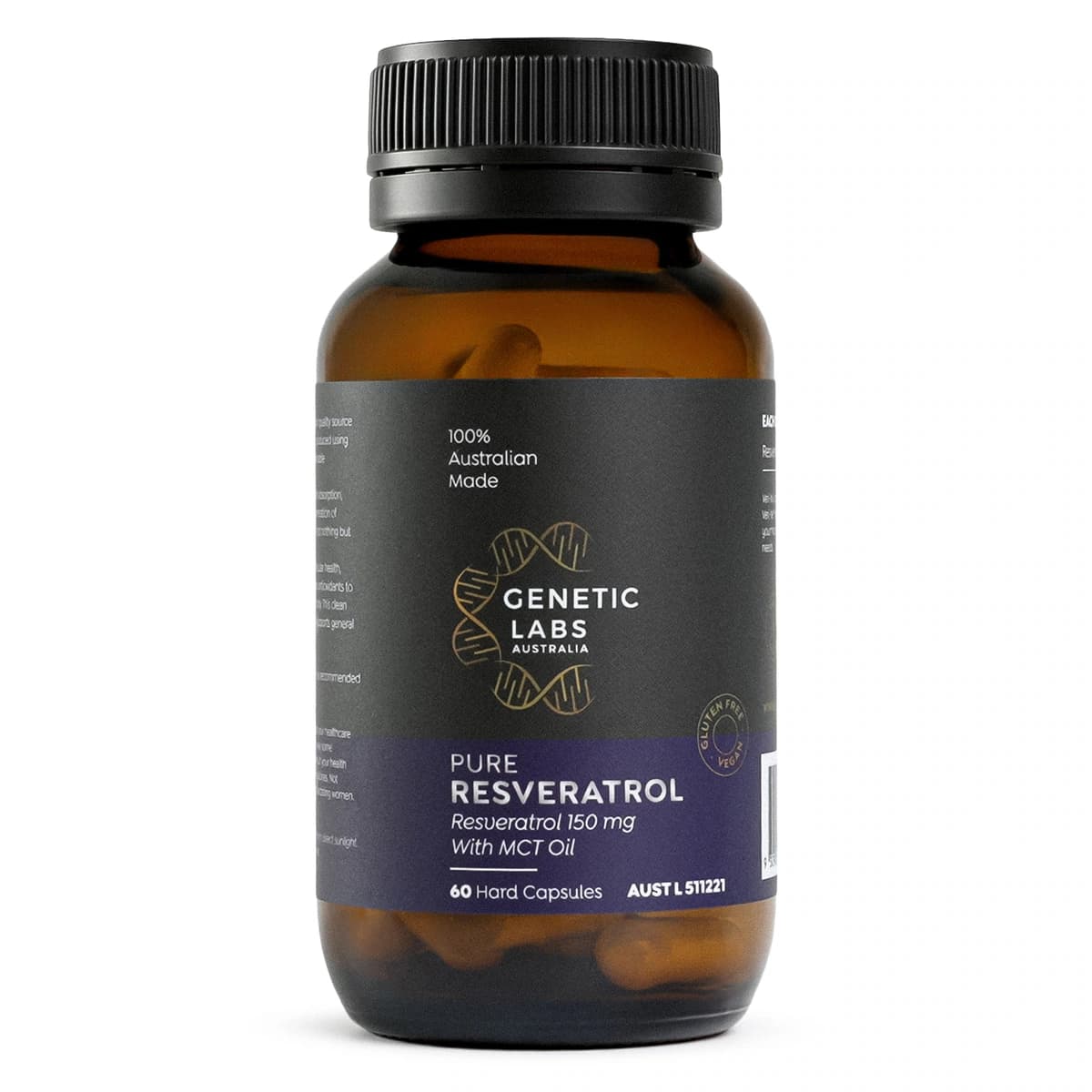Thumbnail Genetic Labs Australia Pure Trans-Resveratrol with MCT Oil 60 Capsules