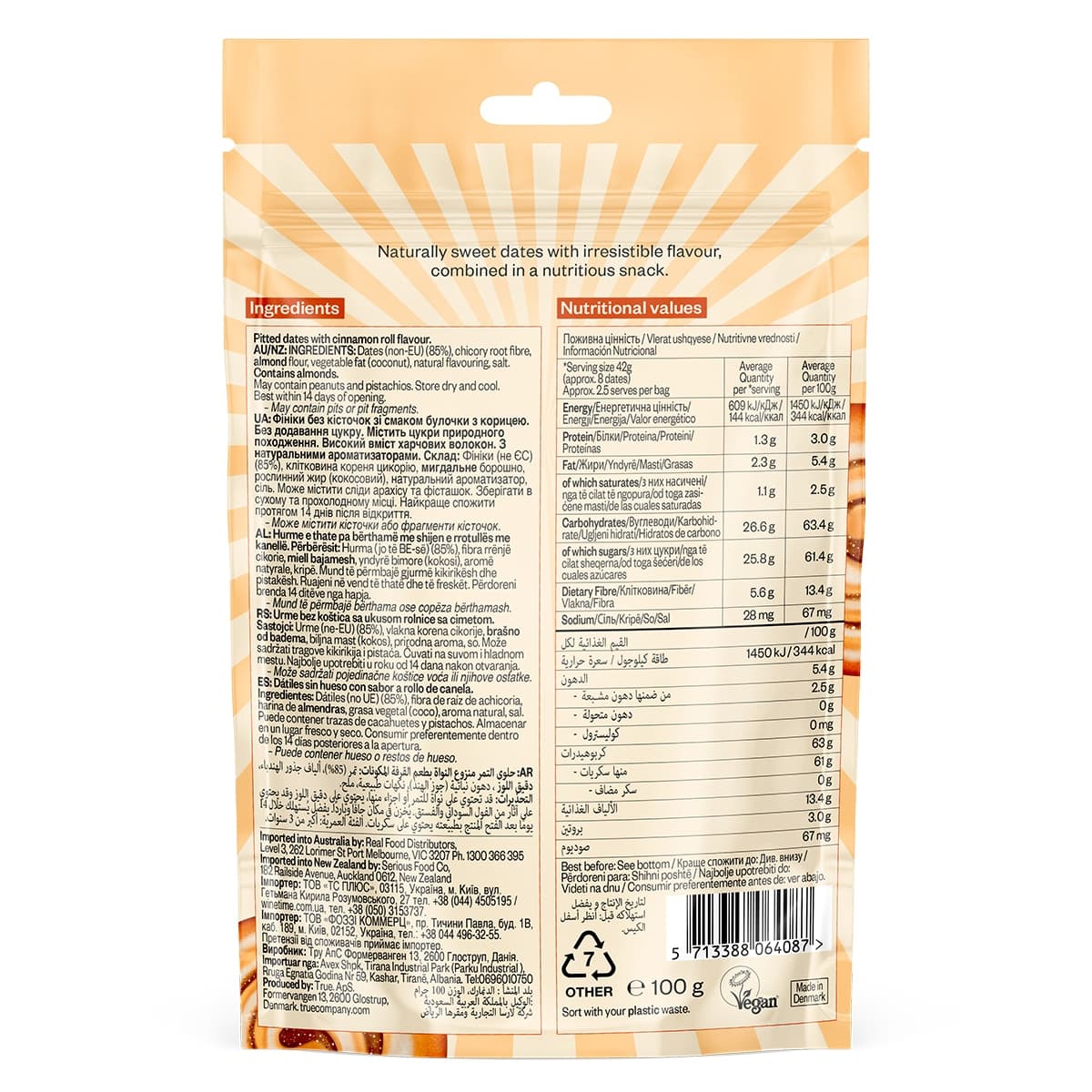Thumbnail True Dates Flavoured Dates Cinnamon Roll 100g