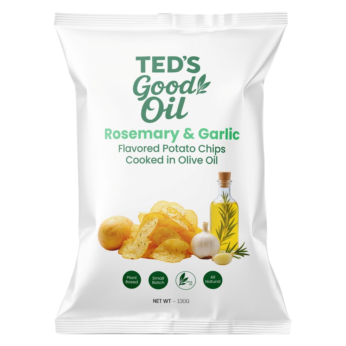 Thumbnail Ted's Good Oil Rosemary & Garlic Flavored Potato Chips In Avocado Oil 130g