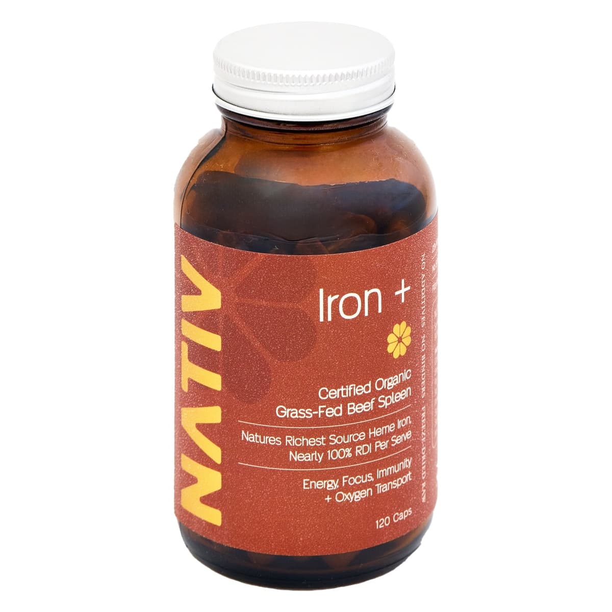 Thumbnail Nativ Foods Iron+ Certified Organic Grass-fed Beef Spleen 120 Caps